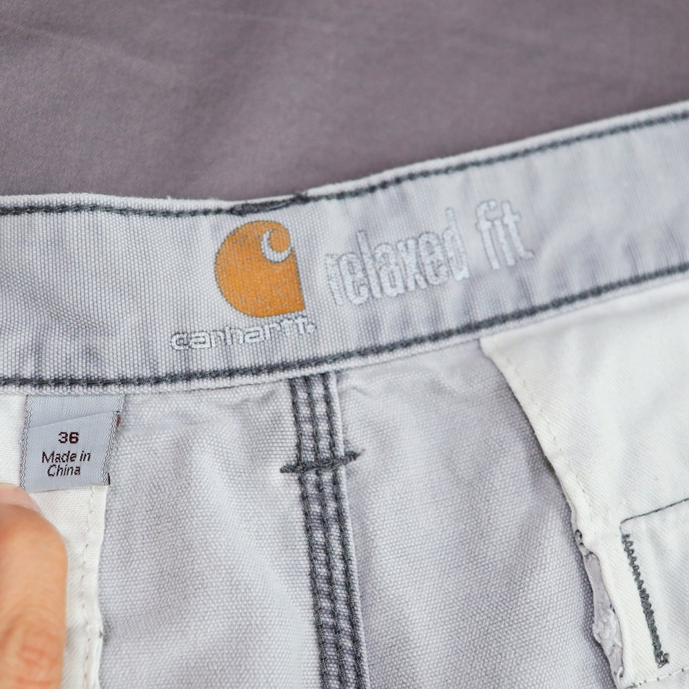 Carhartt Relaxed Fit Shorts Men 36 Grey Cotton Canvas Utility Carpenter Workwear - Picture 6 of 10